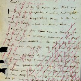 Letter - George Kiss requesting compensation for damage to his carriage due to a pile of stones in the Cut, Argyle Street The Rocks, 1856