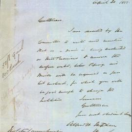 Letter: A Stephen, Secretary of Sydney Infirmary Committee advising that a drain was being 