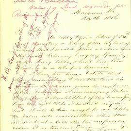 Letter: W A Burdekin, Macquarie Street wrote in reply to Councils letter requesting that he put a 