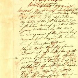 Letter: James Murphy, Liverpool Street, protesting against removal of his fence and requesting it 