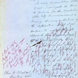 Letter: E O Moriarty wrote with a Plan proposed of an excavation of part of Union Street