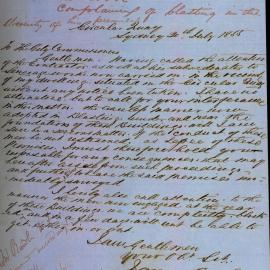 Letter: James Cook complained of blasting being carried on near his premises at Circular Quay and 