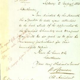 Letter: R O'Connor, Legislative Council Clerk Assistant, complained about the state of the 