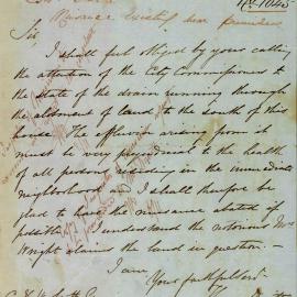 Letter: Thomas Druitt, Bedford House, Elizabeth Street wrote to complain about the nuisance of a 