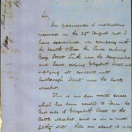 Memorandum - Report on sewer emptying into Castlereagh Street, 1857