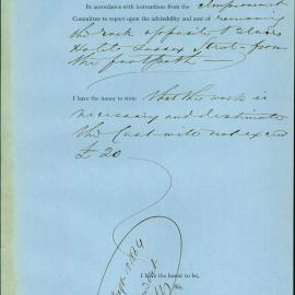 Memorandum: E. Bell, City Engineer, recommends removing the rock opposite Blair's Hotel, Sussex St. - 