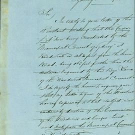 Letter: J. Hinwood, Secretary, Randwick & Coogee Roads Trust, 292 Pitt St., points out that the new 