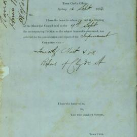 Memorandum: The Town Clerk forwards a petition to the Improvement Committee from Timothy Harte & 32 other 