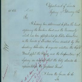 Letter: Department of Lands stating that the land adjoining Newtown Road and the University,
