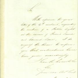 Memorandum: Edward Bell, City Engineer reported on the cost of constructing a sewer from Cowper Terrace 