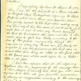 Letter: Ann Chalk, Liverpool Street Darlinghurst wrote to request compensation from Council for 
