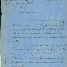 Letter: J.B. Hickson offering his services for maintaining the sewage and abattoirs of the city of 