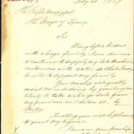 Letter: Margaret Nestor requesting permission to take water for sale from her premises in Chelsea 