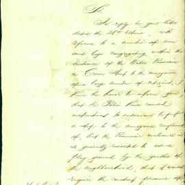Letter - Nuisance of youths on Crown Street Reservoir, 1867