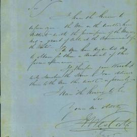 Letter: The mechanical engineer at the Sydney Water Works Botany informs Council that the workers 