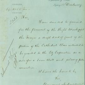 Letter - Draft of the grant of the part of the Cathedral Close for Town Hall, 1869