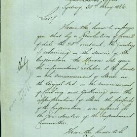 Memorandum - Whether services of mason Sheedy should be retained, 1866