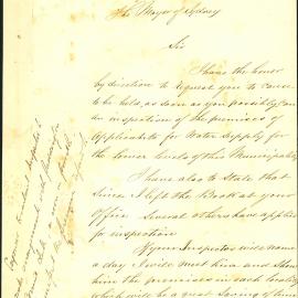 Letter: John Davis, Council Clerk, Paddington Municipal Council. Requests an inspection of the 