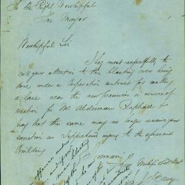Letter: J J Davey, Architect, Post Office Chambers. Asking the Mayor to no longer sanction the 