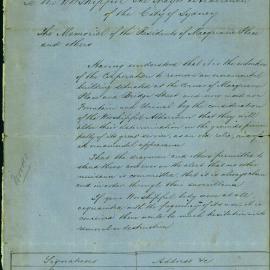 Petition - Residents of Macquarie Place object to removal of ornamental building, 1866