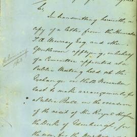 Letter - Letter about committee for public ball for Duke of Edinburgh, 1868
