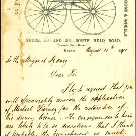 Letter: Thomas Moore 203 & 205 South Head Rd (opp Court House), re restoring Michael Tierney's 