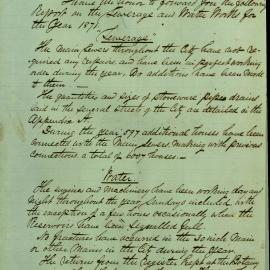 Memorandum: Francis Bell, City Engineer forwarded a comprehensive nine page report on the Sewerage and 
