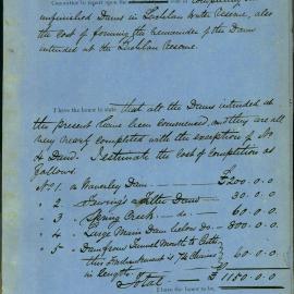 Memorandum: Francis Bell, Engineer, advising that all intended dams in Lachlan Water Reserve have been 
