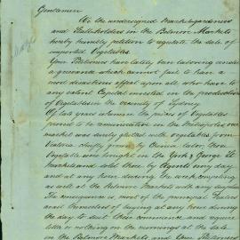 Petition - Request selling of imported vegetables in Belmore Markets, 1874