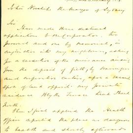 Letter: Thomas Moses, NSW Land & Pastoral Assoc, 50 Hunter St to Mayor. Have 3 distinct applications 
