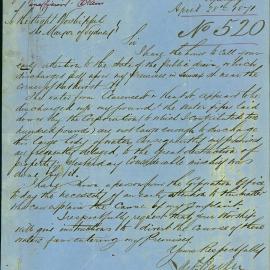 Letter: Tho. Barker, Tweed Factory, Sussex St to Mayor. Call your attention to state of drain which 
