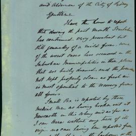 Memorandum - City Health Officer GF Dansey reporting on disease prevalence, 1874