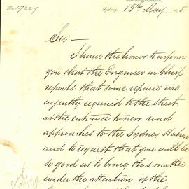 Letter: Department of Public Works Railway Br. stating the Engineer in Chief has reported that 
