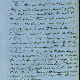 Memorandum: Sydney Water Works Engineer's office stating that Caird Paterson & Co have samples of the 