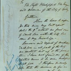 Memorandum - City Health Officer GF Dansey on smallpox epidemic and prevention measures, 1877