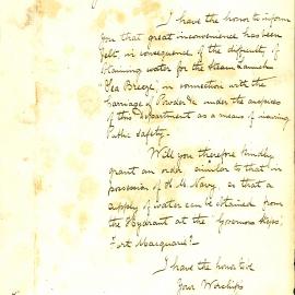 Letter: The Ordinance Storekeeper and Barrack Master wrote of the great inconvenience caused by the 