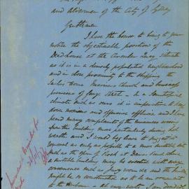 Letter - City Health Officer recommends relocation of Dead House to Dawes Point, 1877 