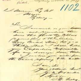 Letter: M Levey complains about the flooding of his cellars at his property in Phillip Street.