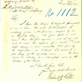 Letter: Vincent N Giblin of Lydford, Ithaca Road, Elizabeth Bay asks for permission to use a hose 