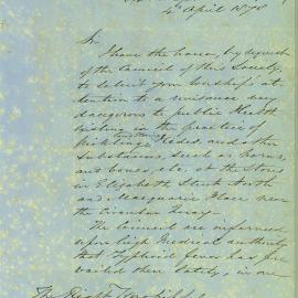 Letter - Complaint about curing and storing hides in Macquarie Place, 1878