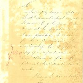 Letter - Report on removal of Dead House at Circular Quay, 1878