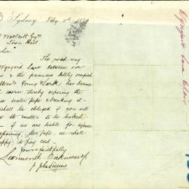 Letter: Learmouth Dickinson and Co ask that the broken water pipes in Wynyard Lane be repaired.