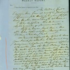 Memorandum: J Westcott, Mechanical Engineer presented the Sydney Water Works Botany Engine House Weekly 
