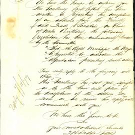 Letter: Friendly and Trade Societies advising that Lord Loftus has been written to requesting his 