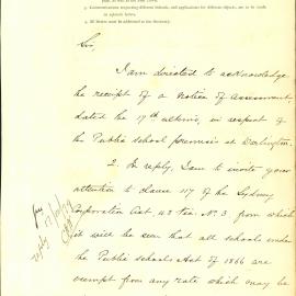 Letter: Council of Education advising, in response to receipt of a Notice of Assessment for the 