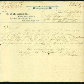 Letter: G & R Allum, Bricklayers, give the Corporation permission to lay pipes through their 