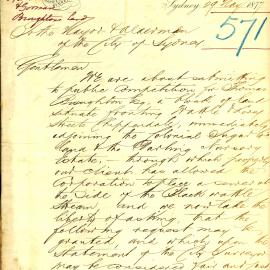 Letter - Request to fill in Blackwattle stream for subdivision, 1877