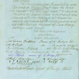 Petition - Request about sewer, Bridge Street Sydney, 1881