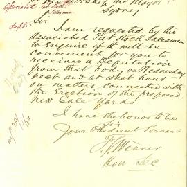 Letter: The Associated Fat Stock Salesmen ask for a meeting with Council to discuss the erection of 