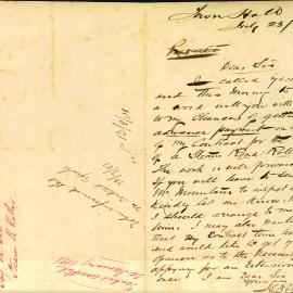 Letter: J.S. Rodgers requesting an advance payment on account of his contract for the supply of a 